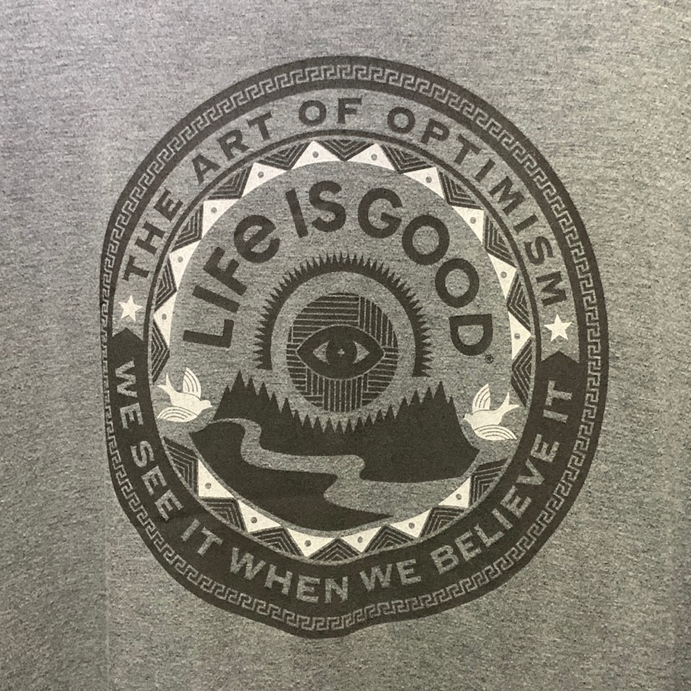 Life Is Good Gray Graphic Sweatshirt - Circle Nature Emblem